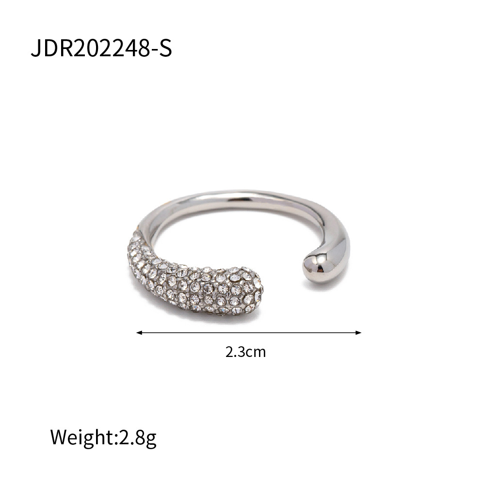 Jieding Europa y América Anillo abierto de diamantes de acero inoxidable de oro de 18k Anillo de sentido avanzado Joyas de mano de acero de titanio Rings transfronterizos