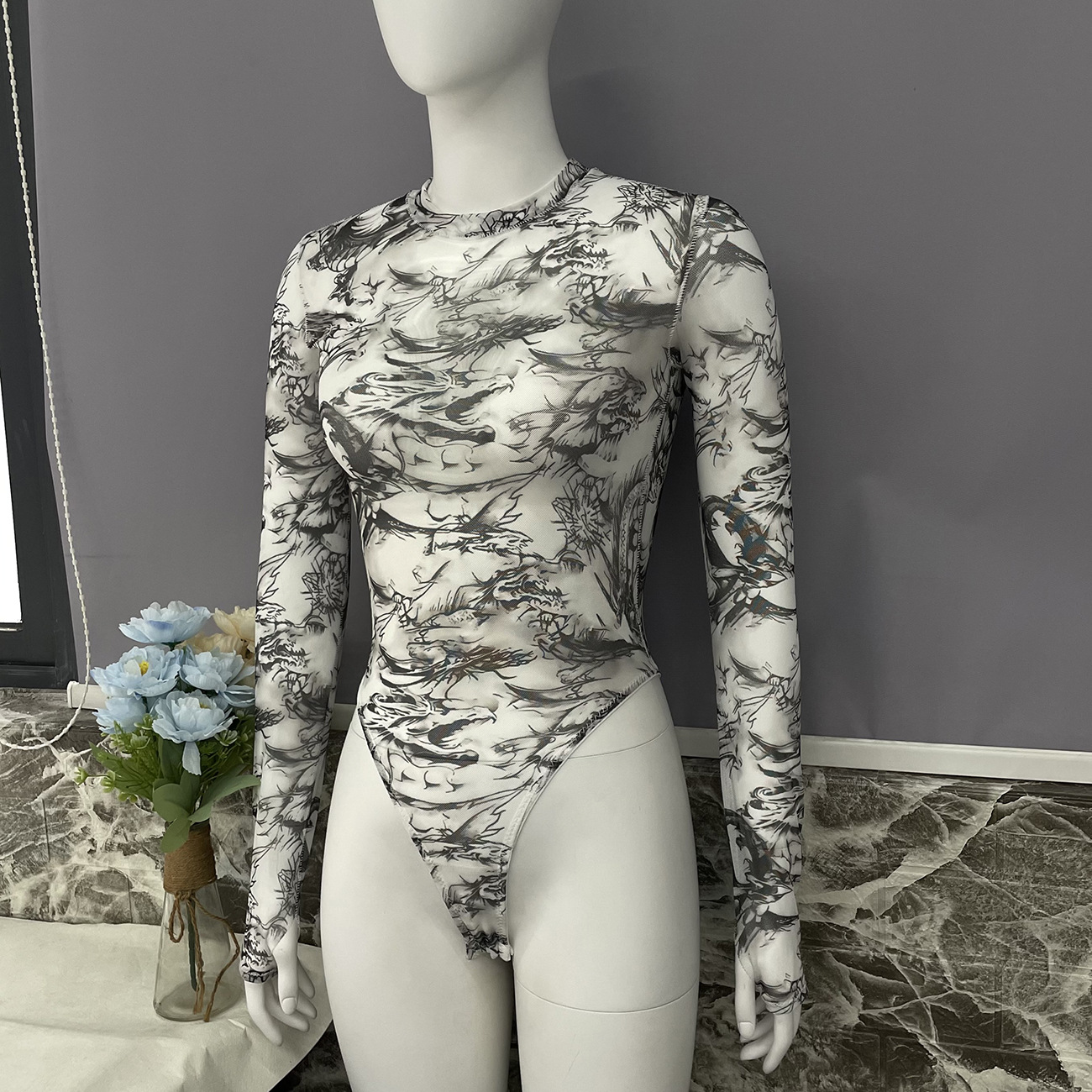 Original design new tie-dye sexy underwear onesie tie-dye Europe and the United States sexy tight outside to wear one-piece_voghion.com