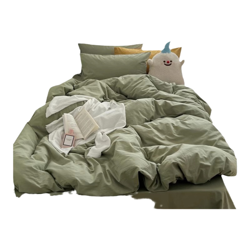 Juego de cuatro piezas de algodón 100 cama de dormitorio de algodón de tres piezas sábanas, edredón, funda de edredón, funda de edredón, cama individual para niños 4