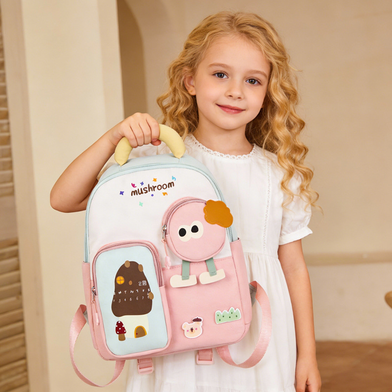 New cartoon school bag for kindergarten boys and girls, large-capacity cute children's backpack, lightweight double-shoulder backpack