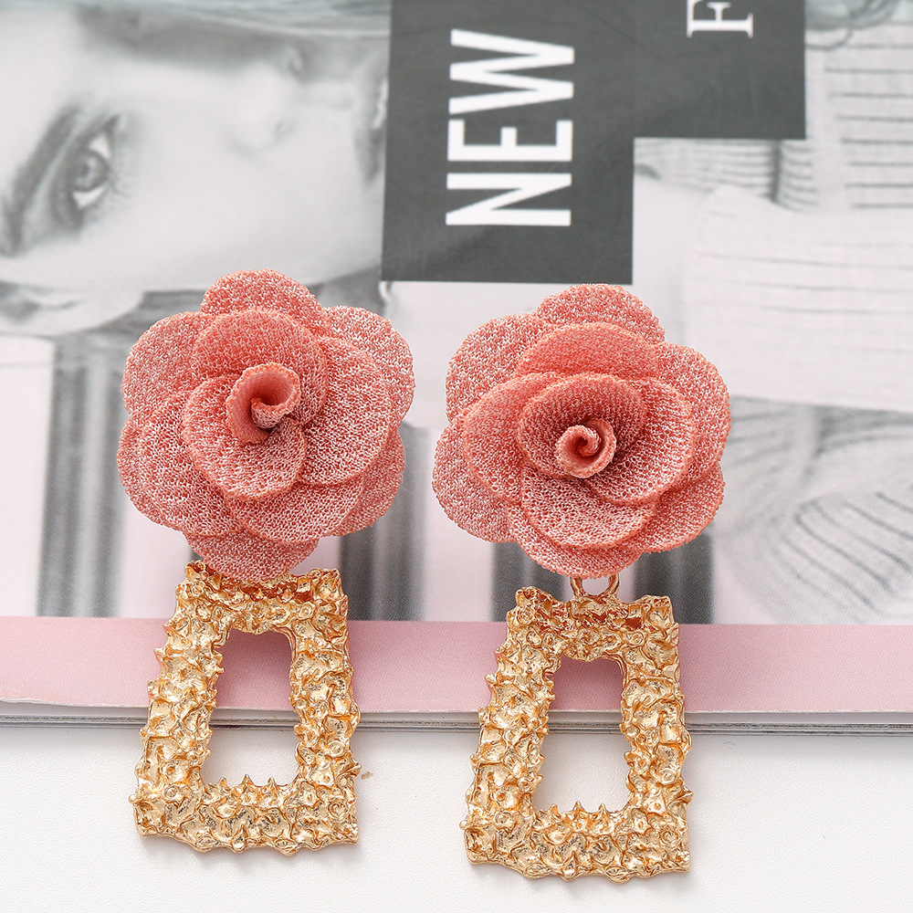 Fashion Chiffon Cloth Lace Flower Multi-layer Earrings display picture 11