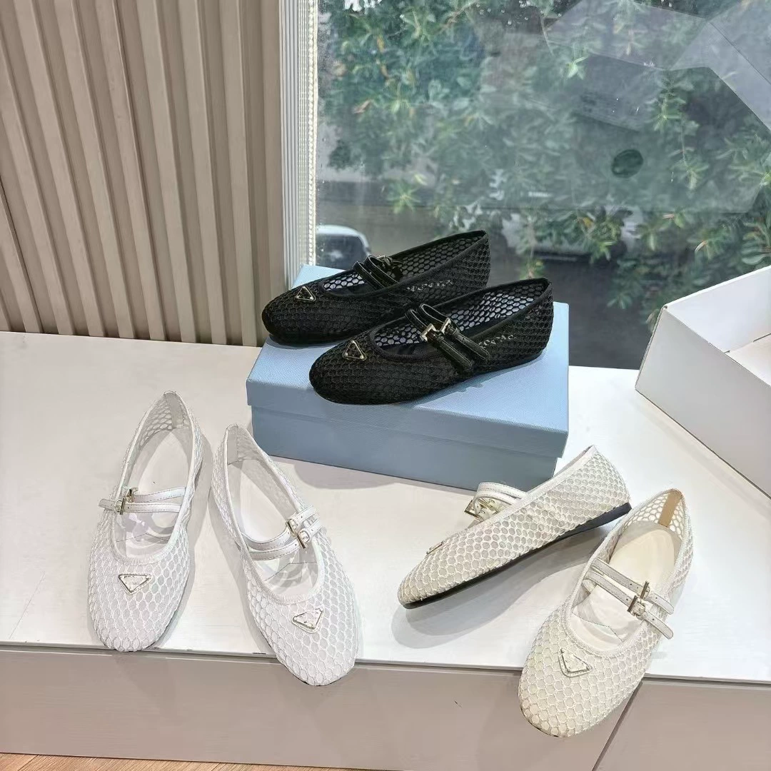 2025 новая классическая золотая пряжка воловья сетка плоская балетная обувь женская мода универсальные обувь Мэри Джейн