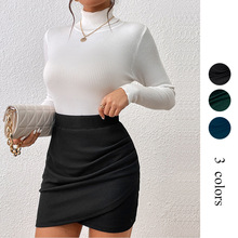 亚马逊2024欧美性感交叉超短裙高腰迷你绷带包臀裙性感半身短裙女