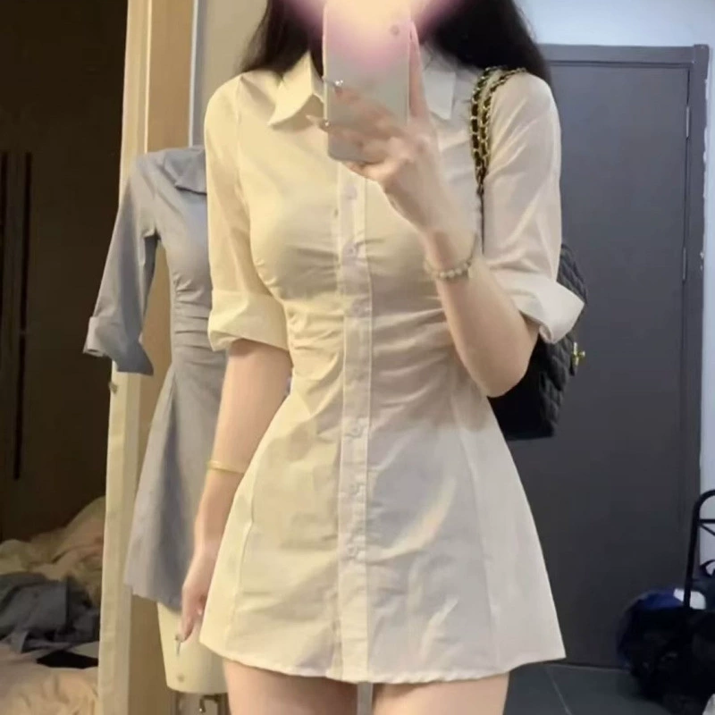 Белое тонкое платье-рубашка Pure Desire, новое летнее женское платье в королевском стиле с плиссированной талией