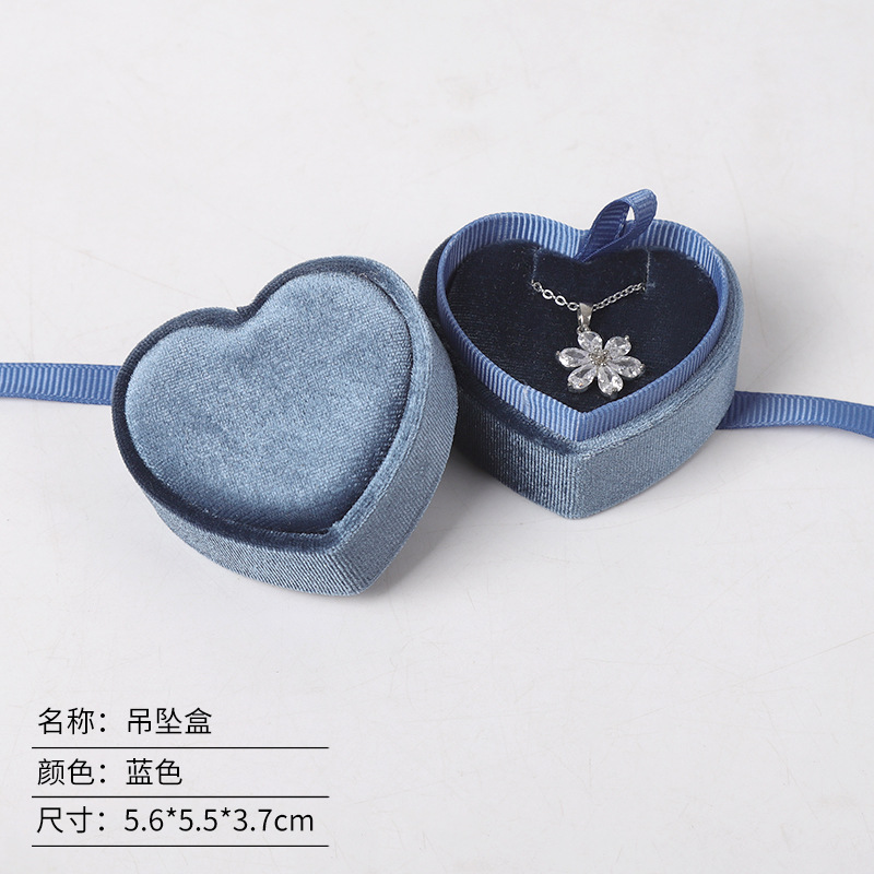Caja de embalaje de joyas de anillo de terciopelo en forma de corazón redondo caja de joyas de terciopelo coreano caja de joyas de terciopelo Tiandi cubierta caja de joyas de cinta image 18
