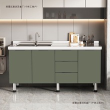 简易橱柜不锈钢水槽灶台橱柜一体组装厨房柜子出租房家用碗柜组合
