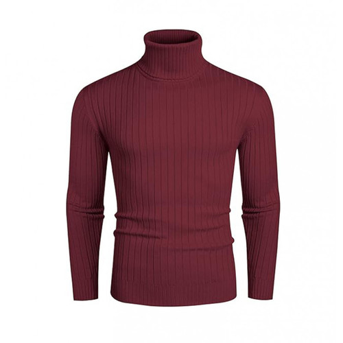 Fall/Winter Men's Turtleneck Sweater, Men's Thickened Vertical-Striped Base Layer, Korean-style Pullover Thermal Knitwear