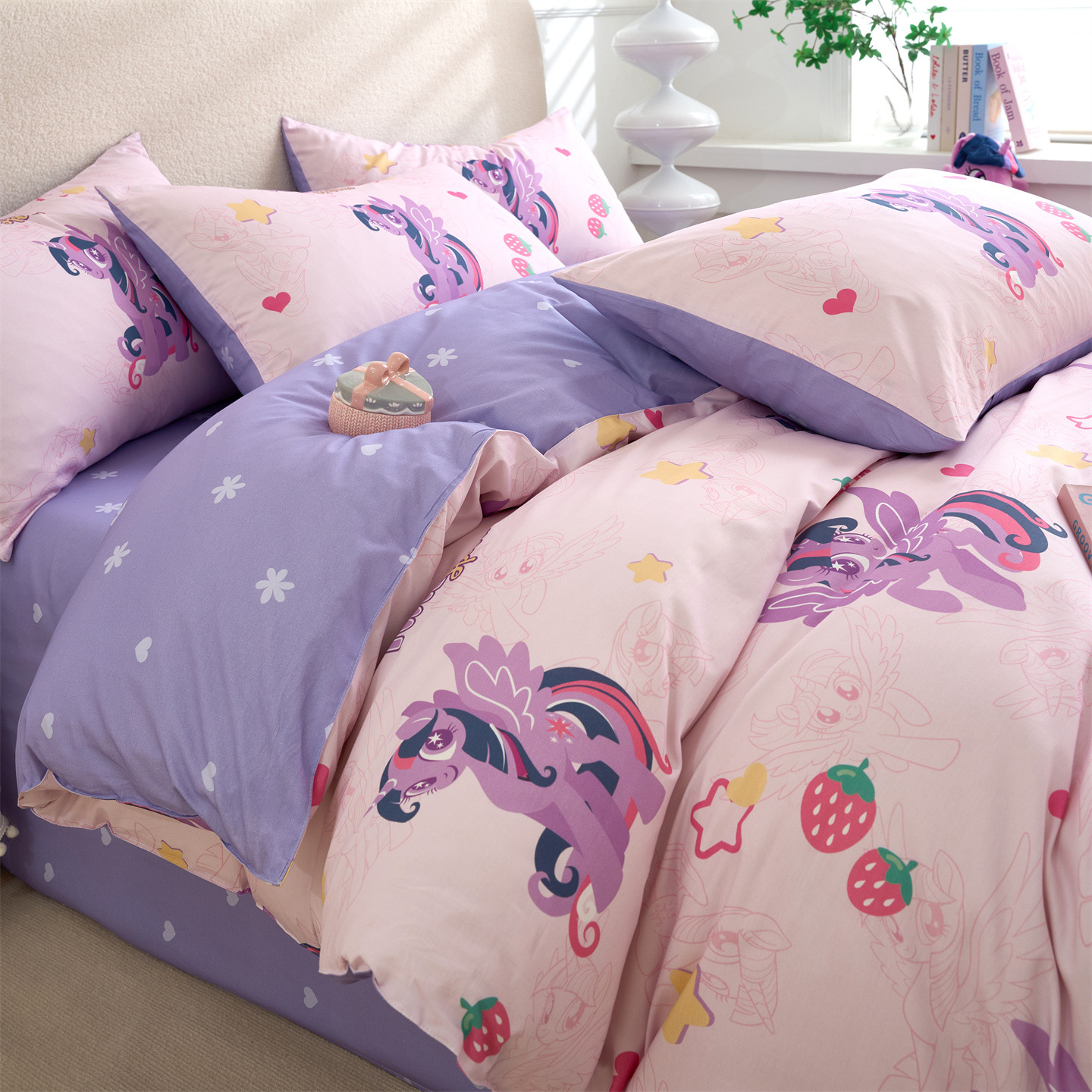 My Little Pony Four-Piece Pure Cotton Children's Quilt Cover Autumn and Winter Cartoon Pillowcase Bed Sheets Printed Bedding Dropshipping