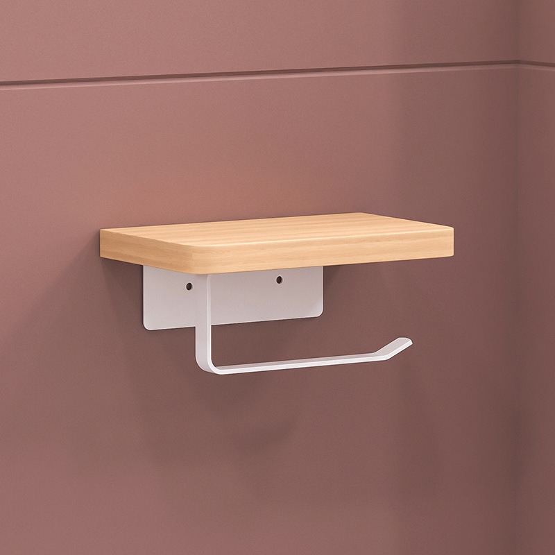 Rack de almacenamiento de inodoros Rack de toallas de madera maciza Rack de papel de hotel Rack de almacenamiento de inodoros sin agujeros