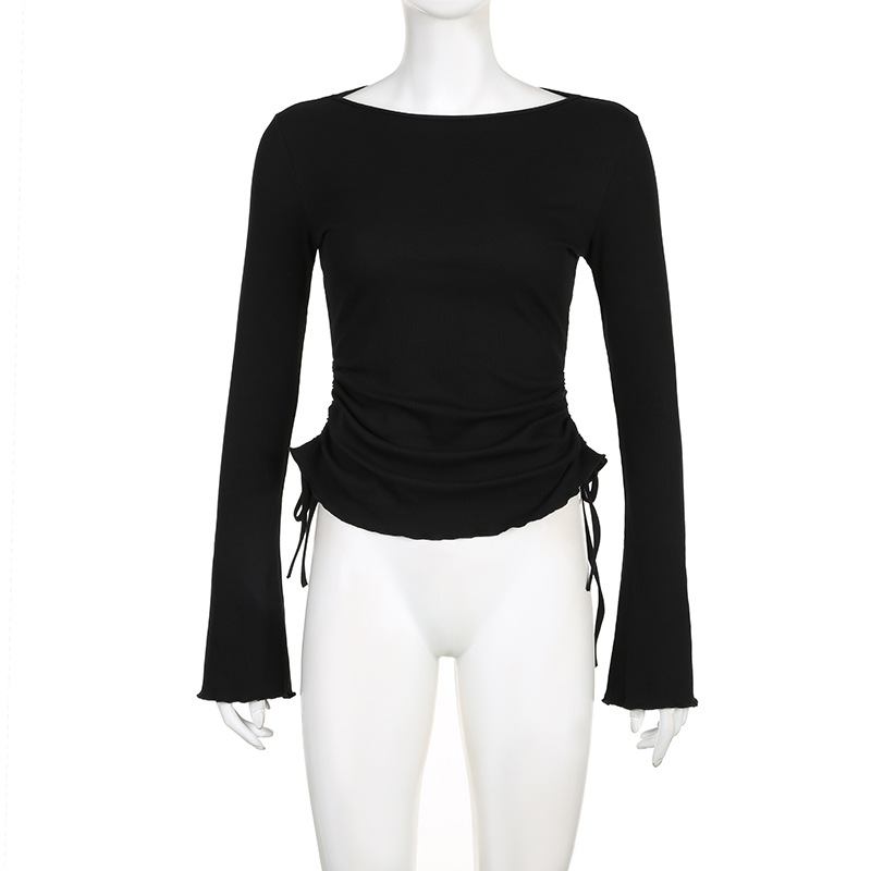 Pleated lPleated long-sleeved base shirong-sleeved base shirt