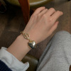 Brand fashionable golden metal bracelet heart shaped, Japanese and Korean, simple and elegant design