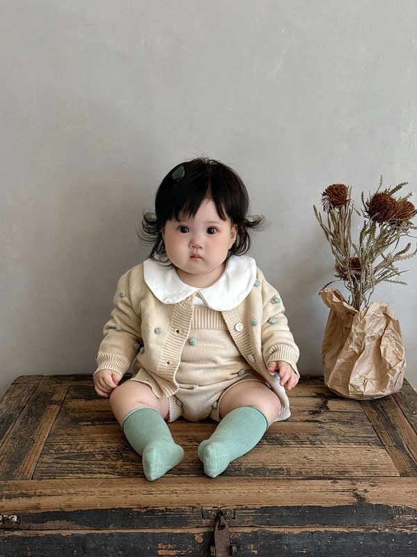 宝宝秋装针织外套可爱背带裤洋气打底衫婴儿分体套装2025春秋新款|undefined