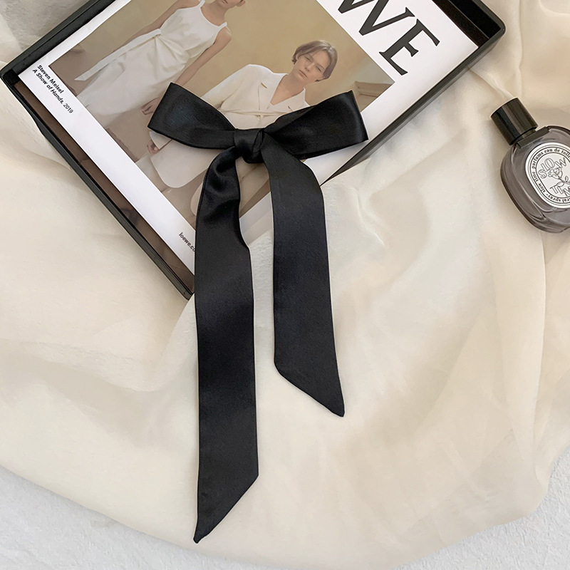 Pañuelo de seda de imitación, tira larga, sentido avanzado, nuevo estilo, color sólido, protección para el cuello, bufanda pequeña, bolsa atada, cinta para el cabello, diadema, cabello atado