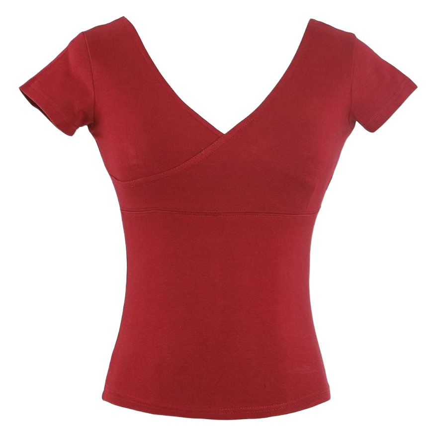 Cuello en V frontal Cruz danza ropa de práctica femenina adulto danza ropa de algodón de manga corta blanco danza ropa cuerpo danza ropa