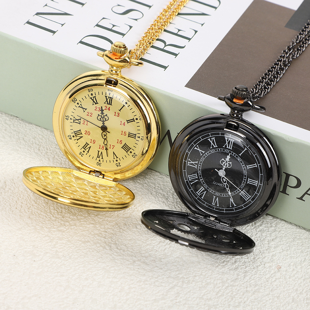 Foreign Trade New Retro Pocket Watch Flip Chain Type Male and Female Student Elderly Watch Watch Manufacturer Wholesale