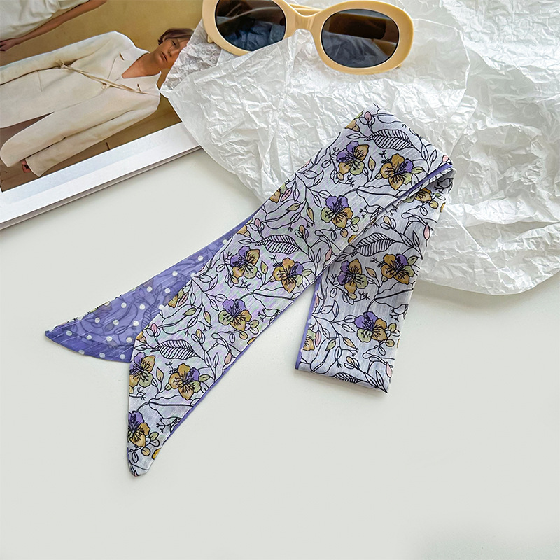 Bufanda de seda, atmósfera coreana, nuevo estilo, floral, pequeño, pañuelo fresco, cinturón para el cabello, bufanda decorativa, cinturón multiusos, bolsa atada, serpentina