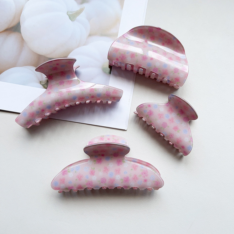 Sweet Pink Series Spring and Summer New Style Pink Floral Hair Clip, Korean Style Fresh and Simple Hairpin for the Back of the Head Sweet Pink Series Spring and Summer New Style Pink Floral Hair Clip, Korean Style Fresh and Simple Hairpin for the Back of the Head