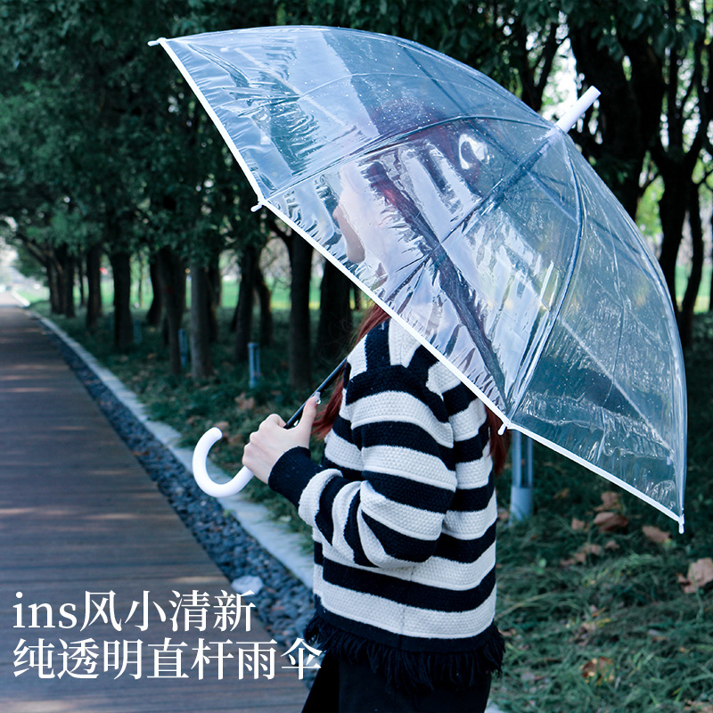 Nuevo 16 hueso paraguas transparentes ins viento impresión transparente ver estilo minimalista literatura y arte pequeño fresco paraguas resistentes al viento