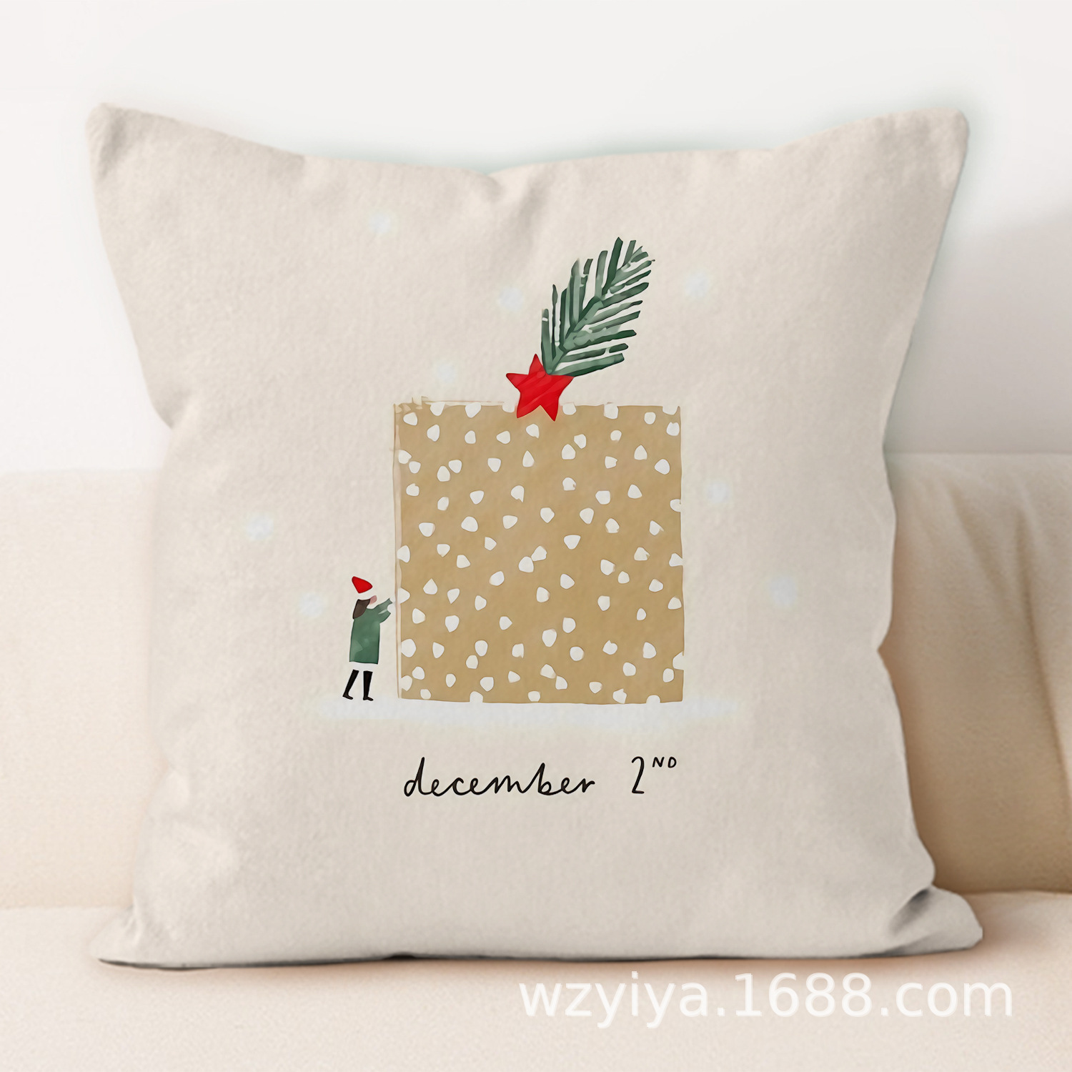 Cartoon Navidad impresa almohada cuadrada sala de estar sofá dormitorio cabezal de cama almohada funda sin núcleo cojín