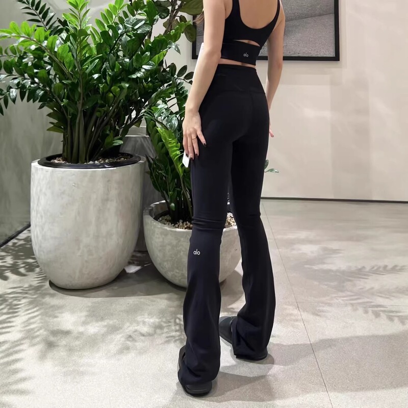Alo Yoga Same Style Micro-Flared Pants for Women, Suitable for Outdoor Sports and Fitness, High-Waisted, Butt-Lifting, Slimming, and Yoga Shaping