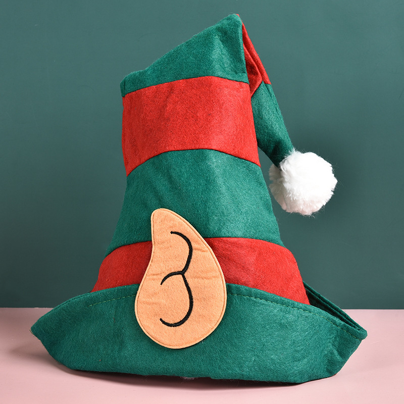 Sombrero de auriculares de genio de Navidad no tejido para adultos Sombrero de Navidad de auriculares de naranja roja Sombrero de bruja de genio