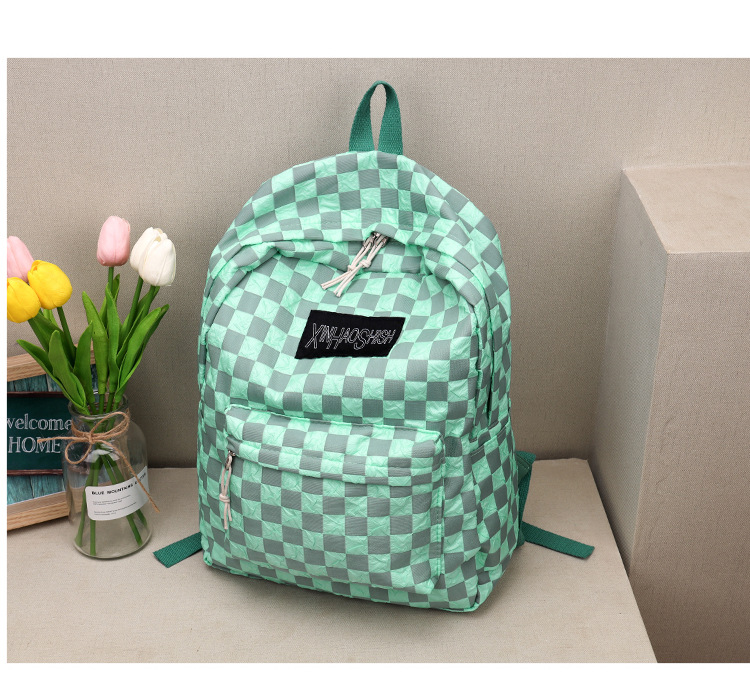 Korean ins artistic trend checkerboard checkered backpack, Japanese Harajuku style fresh and clean high school and junior high school student bag undefined