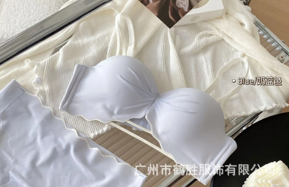 Bikini media taza antideslizante de dos prendas, sin tirantes, top de tubo, sujetador de ropa interior, sin soporte de anillo de acero, ¡cómodo! image 11