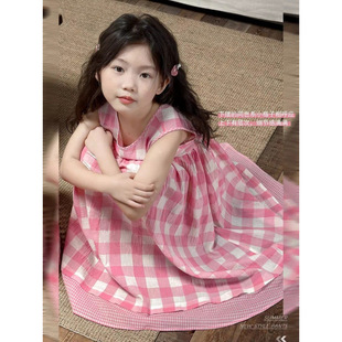 New Style Plaid Long Dress for Children, Summer Dress, New Style Skirt for Girls and Babies, Artistic Style Hanging