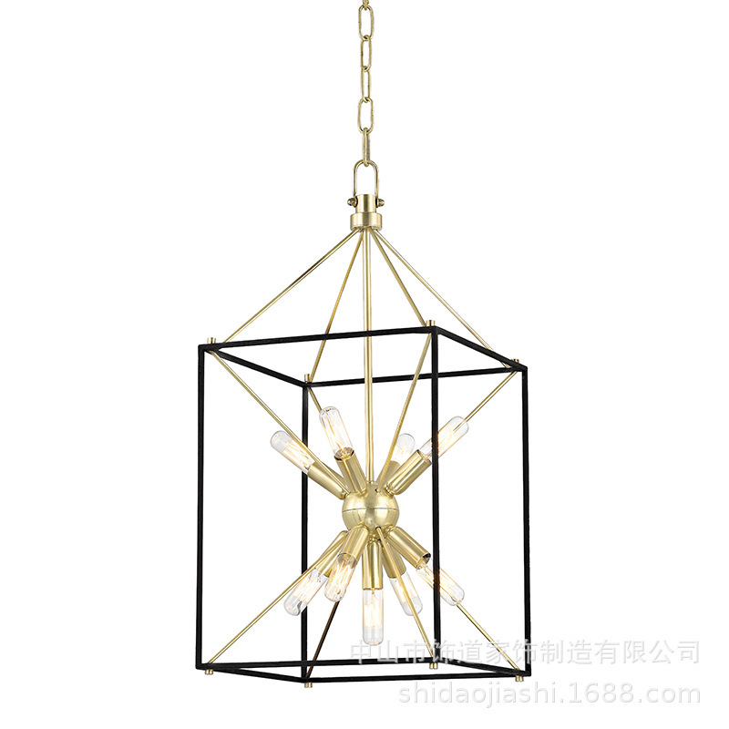 American Retro Industrial Style New Chandelier Lantern-Shaped Kitchen Corridor Lamp Creative and Unique Black Living Room Chandelier American Retro Industrial Style New Chandelier Lantern-Shaped Kitchen Corridor Lamp Creative and Unique Black Living Room Chandelier