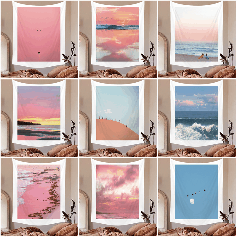 Les peintures murales de paysages de bord de mer peuvent être accrochées avec des inserts en tissu, des photos en streaming en direct, des bureaux de camping, des peintures murales, des paysages de lever de soleil_voghion.com