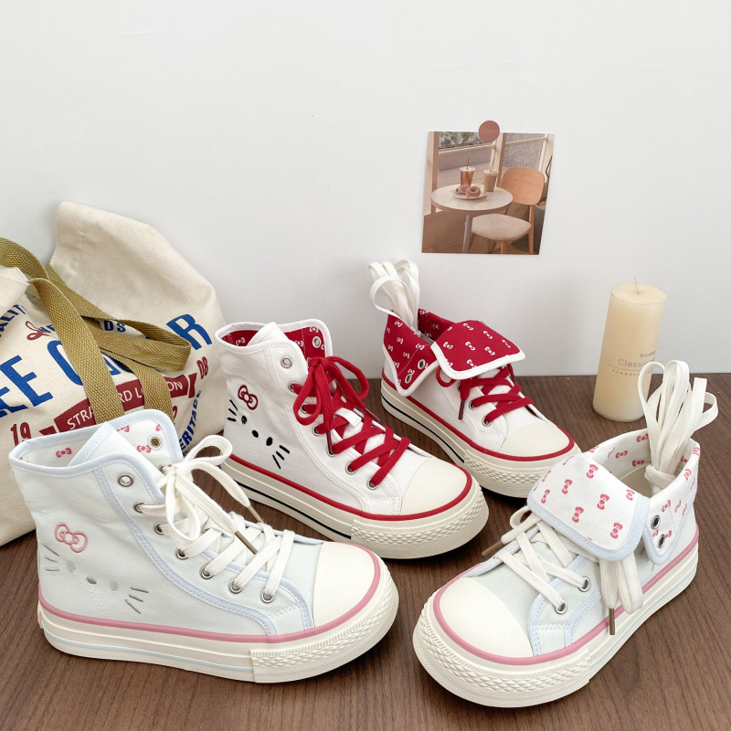 Be-8005 Ktm Cat Cute Two-Way High-Top Canvas Shoes for Women 2026 New Style Versatile Niche Sneakers Be-8005 Ktm Cat Cute Two-Way High-Top Canvas Shoes for Women 2026 New Style Versatile Niche Sneakers