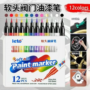 Car soft-tip touch-up paint pen, waterproof, sun-resistant, non-fading, for graffiti, tire and wheel modification, metallic touch-up paint pen