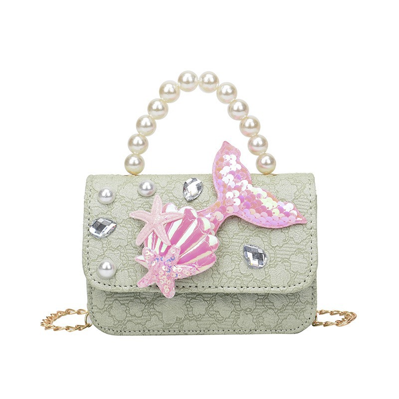 Nuevo tipo de bolso para niños, moda perla portátil, bolso de hombro de la princesa Aisha, estilo extranjero, bolso de hombro para niñas lindas
