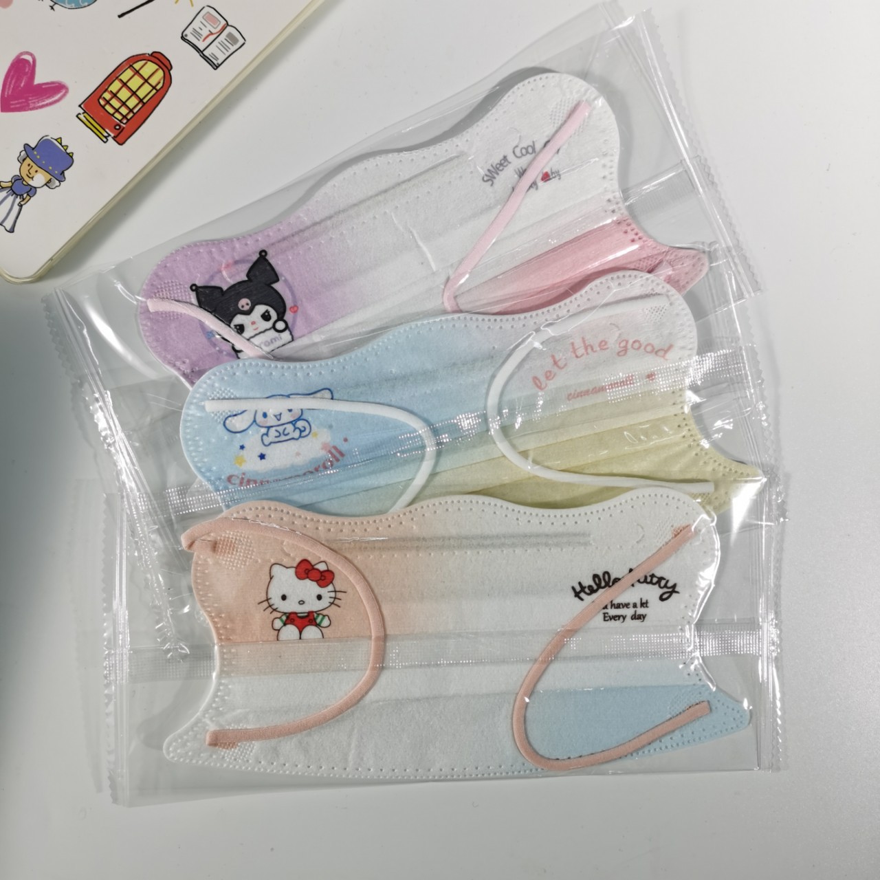 V脸蝶形高颜值渐变猫咪狗狗库洛米郁金香樱花高颜值女一次性口罩