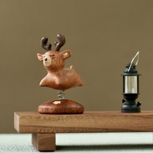 一鹿生花车载桌面摆件创意可爱木质摆件