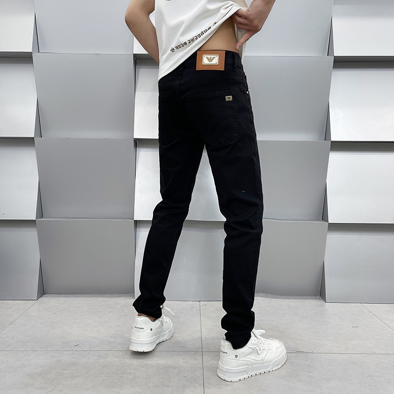 Thin White Jeans Men's High-end Jeans Men's Slim-fit Straight Pants Spring and Summer Casual All-match Pants Men's