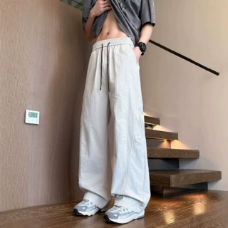 青少年夏季薄款冰丝裤子男初高中学生阔腿直筒裤大童休闲运动长裤