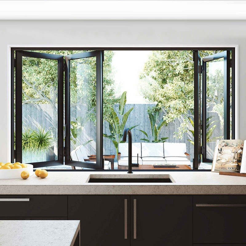 Sealed balcony folding window manufacturer frameless narrow frame bedroom living room panoramic invi