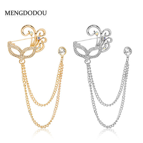 Collection of European and American personalized diamond-encrusted metal brooches and collar pins, high-end anti-exposure flower mask letter brooches