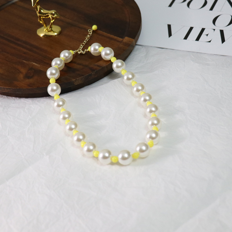 Necklace Classification Colorful Beaded Contrast Pearl Personality Necklace