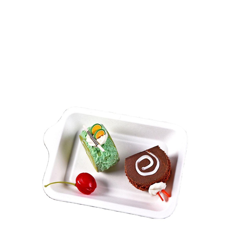 Wholesale 21 guest cake plate pure pulp sugarcane pulp plate white rectangular disposable paper plate single price