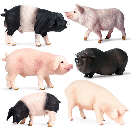 Simulated real animal model farm poultry big sow black pig wild boar children's toys decorative ornaments hand-made