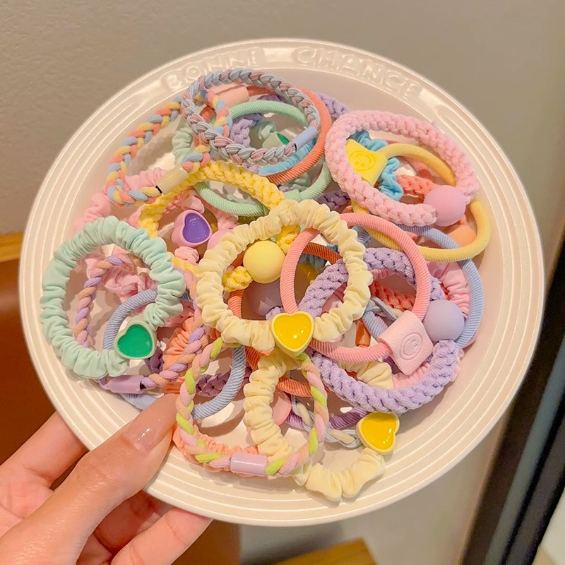 Banda de goma de la cuerda del pelo colorido de los niños banda de pelo femenino de la muchacha Linda pelo no-daño alta cuerda de Pelo elástico banda de goma accesorios para el cabello
