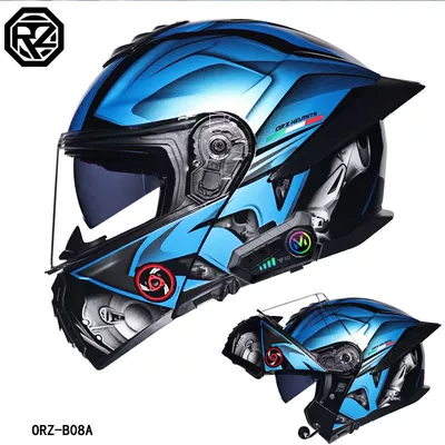 Certified Orz Motorcycle Helmet for Men: Motosiklet dəbilqələri - m-blue-knight-transparenty10-bluetooth-hard-wheat