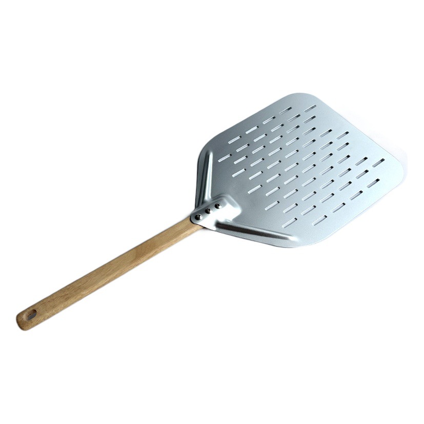 Pala para pizza hueca de aleación de aluminio de 12 pulgadas con mango de roble desmontable y juego de piedra para hornear pizza image 1