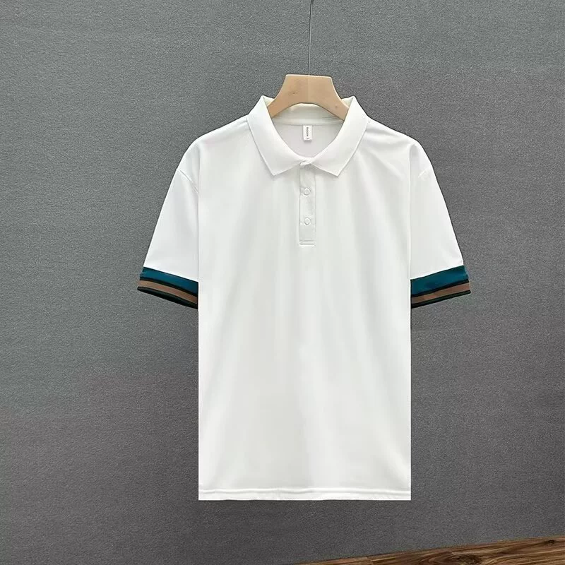 Модная летняя поло для отдыха - short sleeve, черно-белый/кофейный, размеры M-3XL