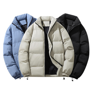 Autumn and Winter Cotton Coat Simple Fashion Collar Bread Suit Couple's Casual Coat Solid Color Cotton Coat Cross-border Main Winter Coat