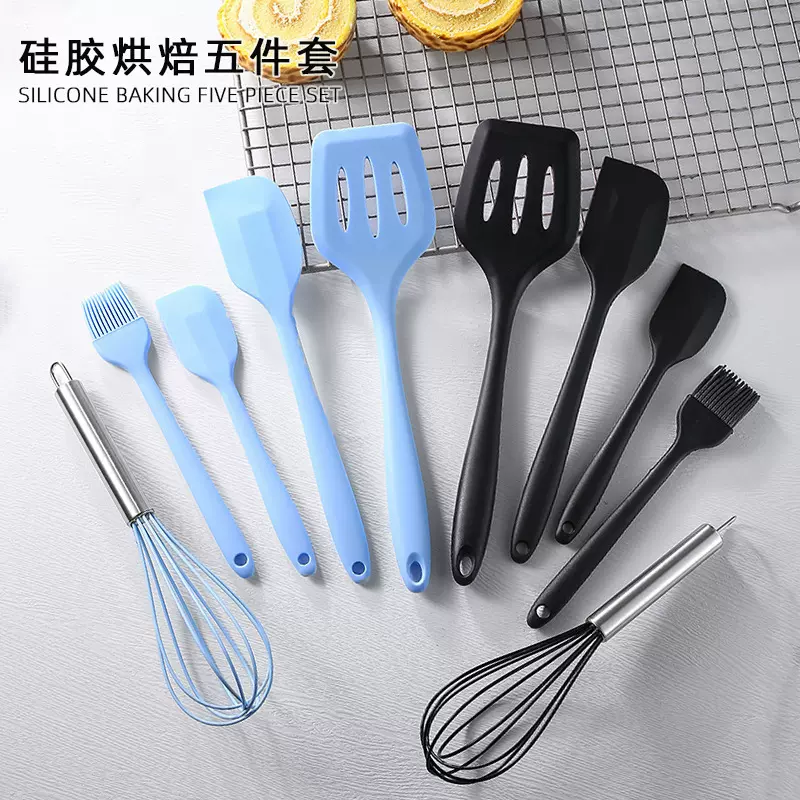 硅胶厨具套装刮刀5件套烘焙厨具全套铲硅胶铲油刷打蛋器烹饪勺铲