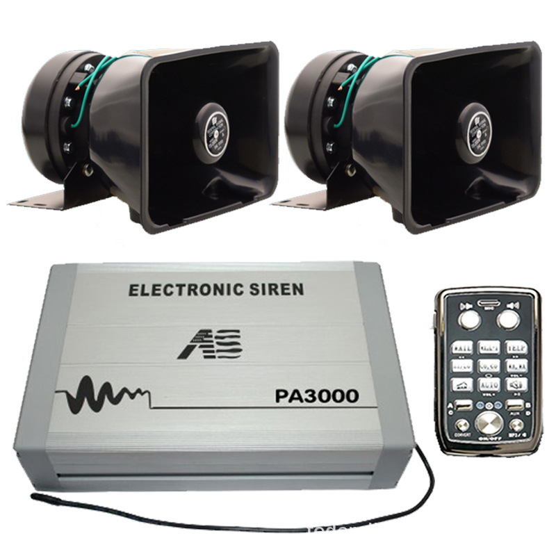 PA3000P5 car-mounted wireless siren and voice amplifier, electronic alarm, high-frequency speaker + 100C horn