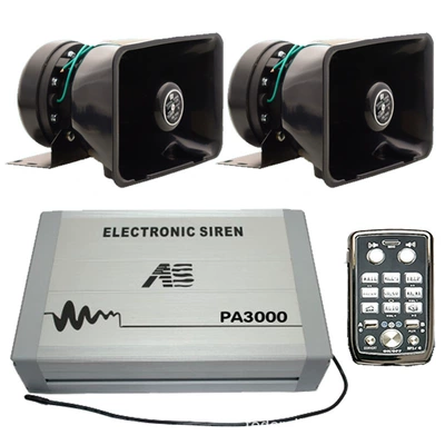 PA3000P5 car-mounted wireless siren and voice amplifier, electronic alarm, high-frequency speaker + 100C horn